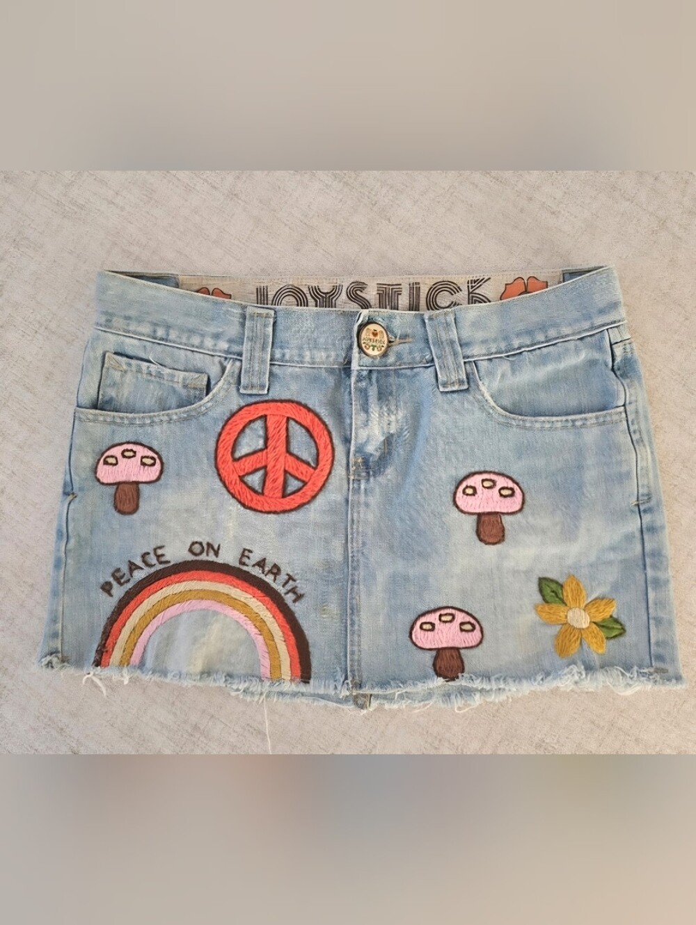 JoyStick by Johnny Was Embroidered Floral Denim Skirt 🌸Rare & Beautiful